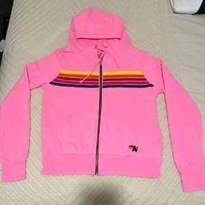 !!RARE NEON PINK AVIATOR NATION FIVE STRIPE HOODIE!!